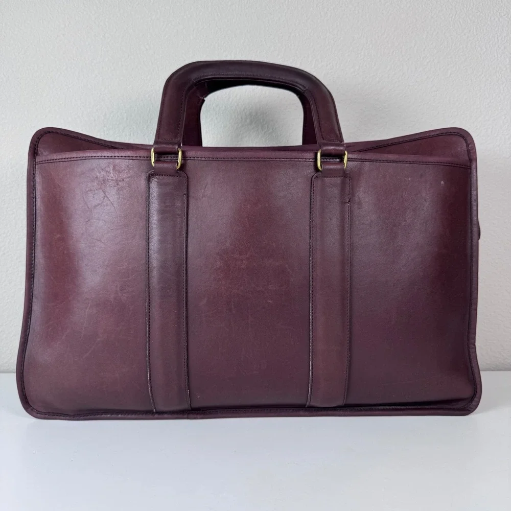 Vintage Coach Embassy Glove Tanned Leather Briefcase Rare Burgundy Purple